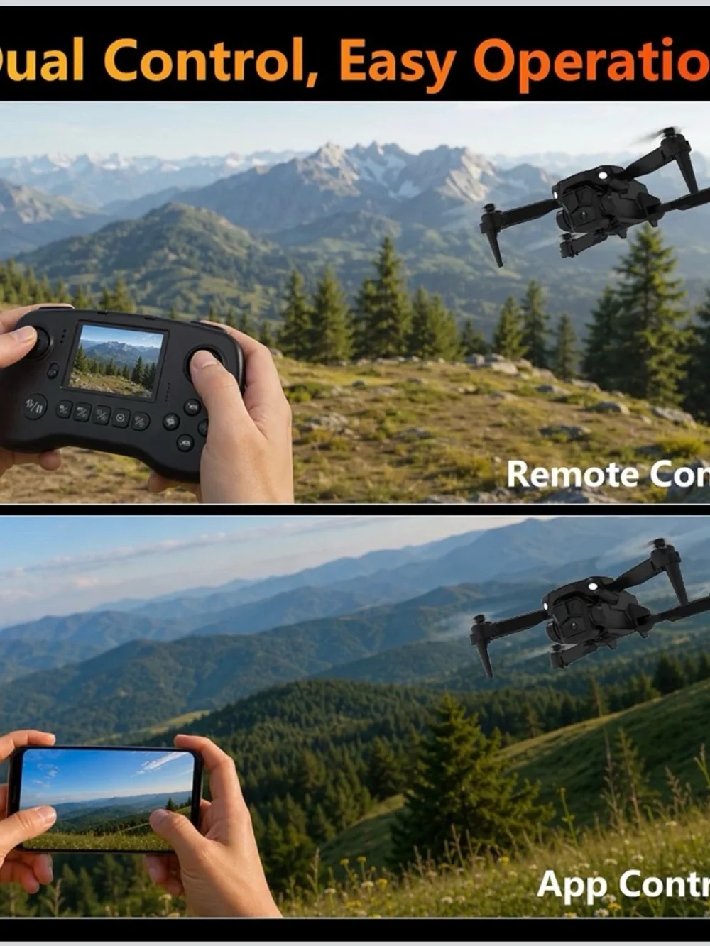 New Compact Black Drone with 1080P HD Camera and Smart Controller TD12pro LED sc